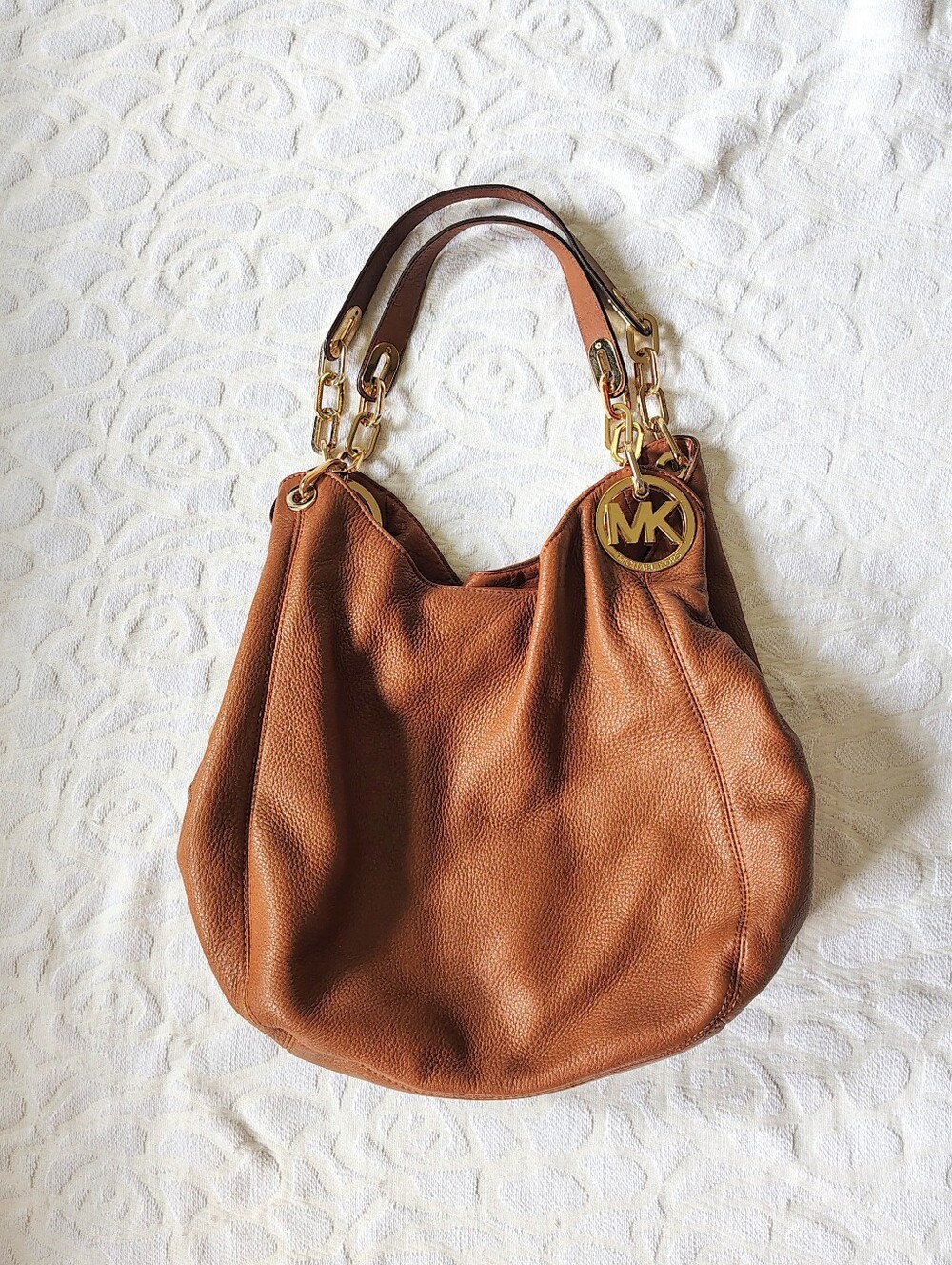 Michael Kors Fulton Large Shoulder Bag Brown Leather